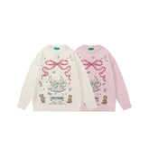 Oversize-Pullover mit ästhetischem Kaninchen-Print